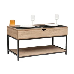 Table basse plateau relevable, Effet chêne naturel