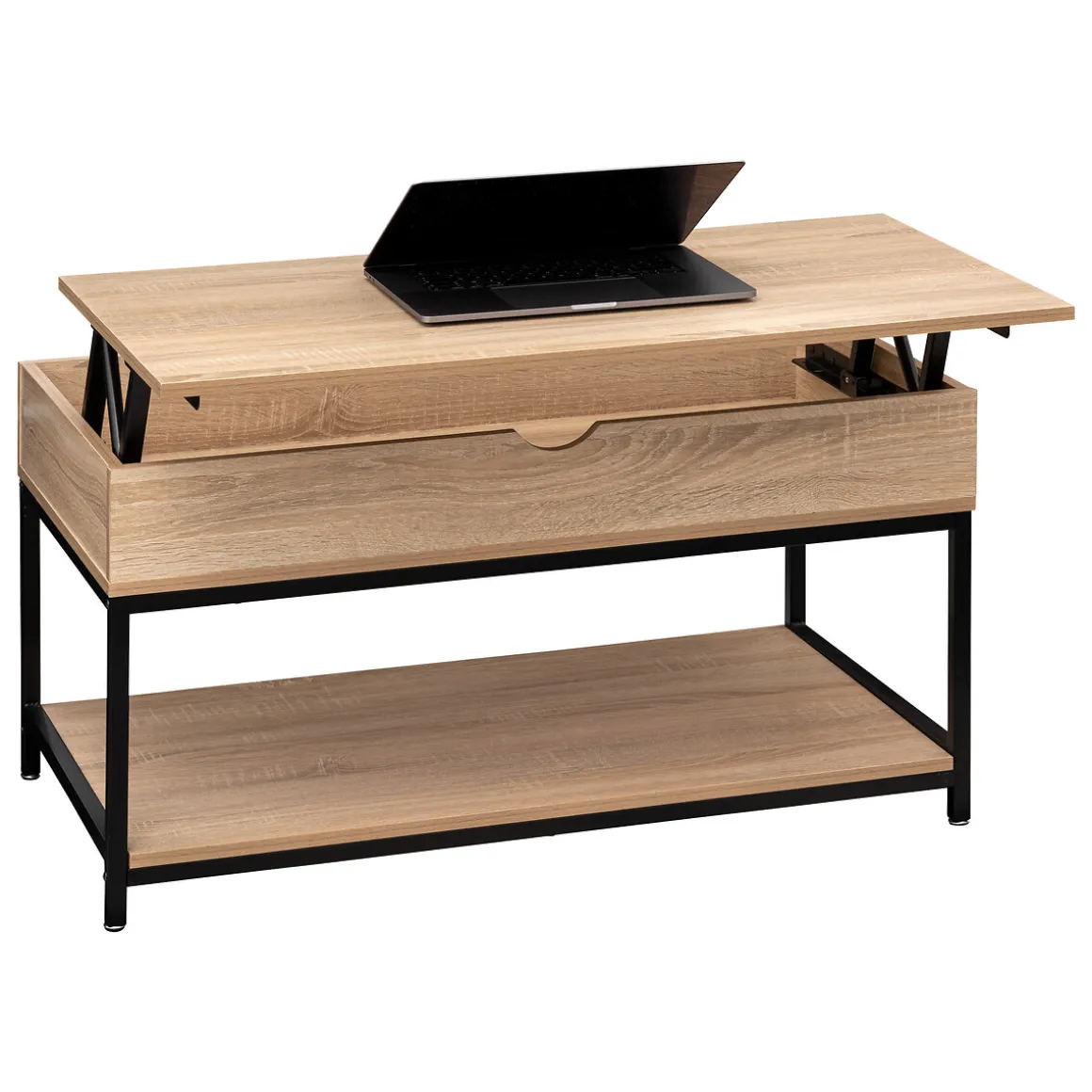 Table basse plateau relevable, Effet chêne naturel