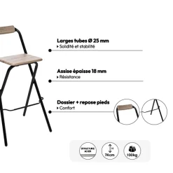 Table de bar et 2 chaises pliantes