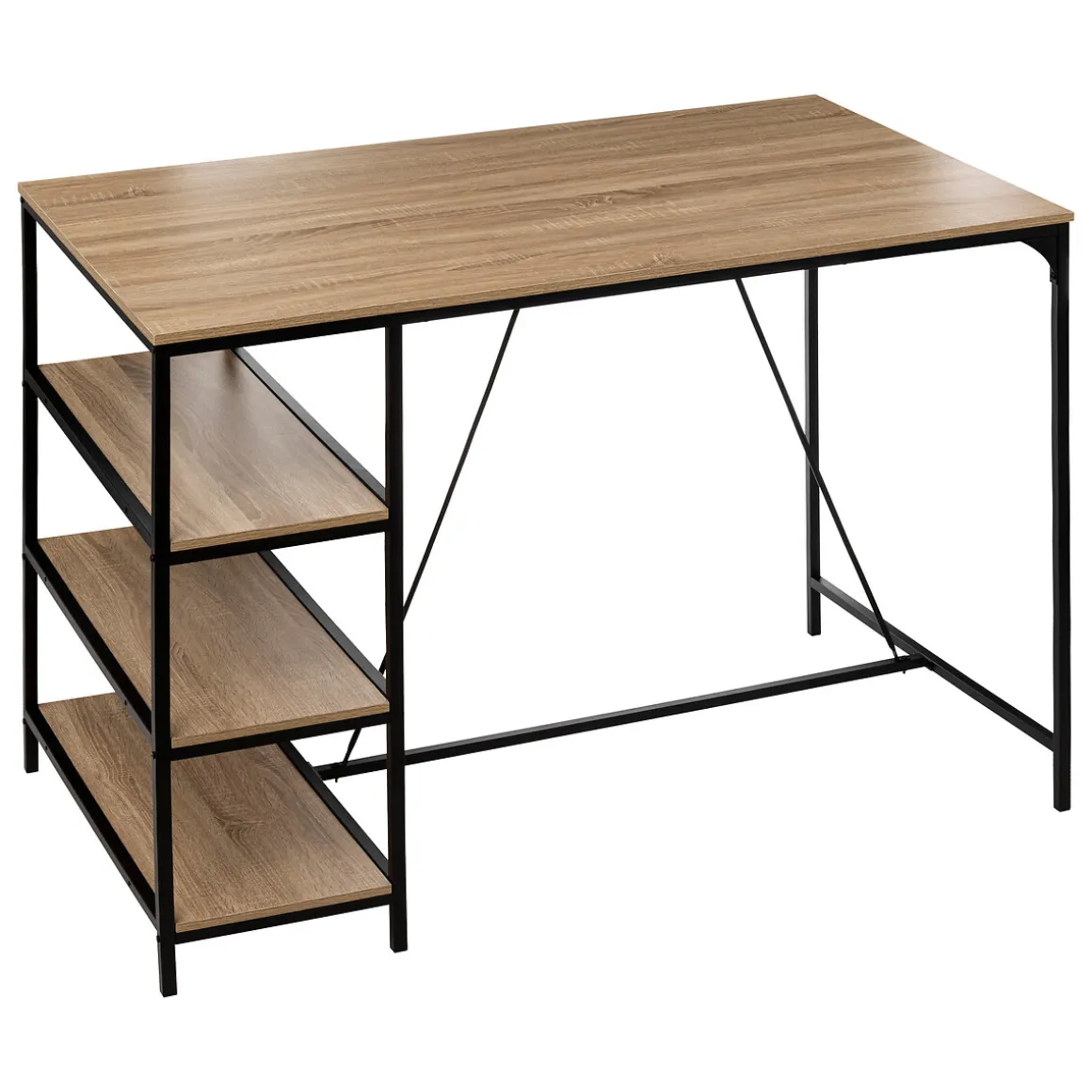 Table de bar et 4 tabourets, Effet chêne naturel