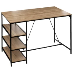 Table de bar et 2 tabourets, Effet chêne naturel