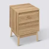 Table de chevet 2 tiroirs, Effet chêne naturel