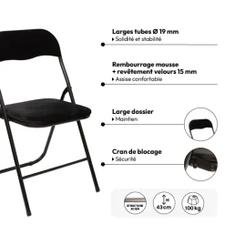 Table et 4 chaises pliantes en velours