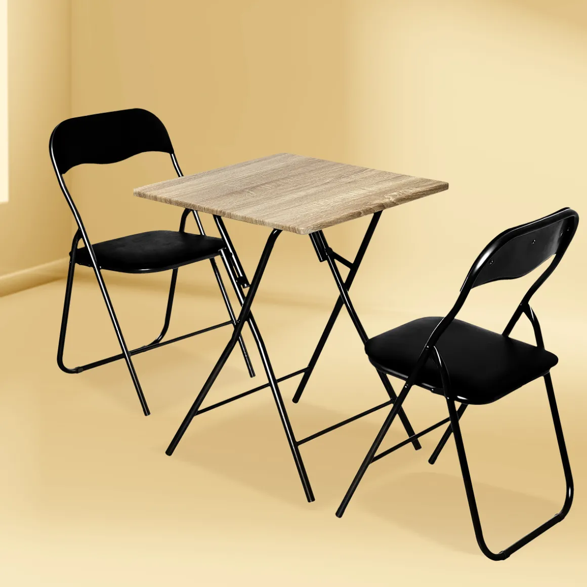 Table pliante 2 places, Effet bois