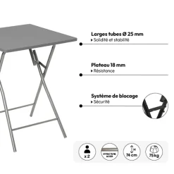 Table pliante 2 places, Gris