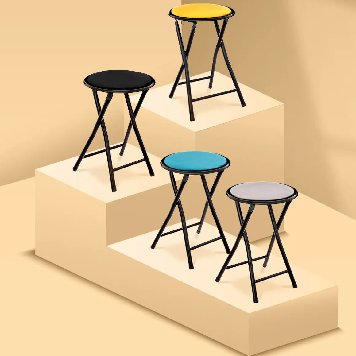 Tabouret pliant, Velours Gris