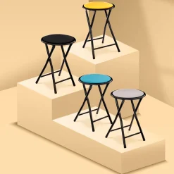 Tabouret pliant, Velours Noir