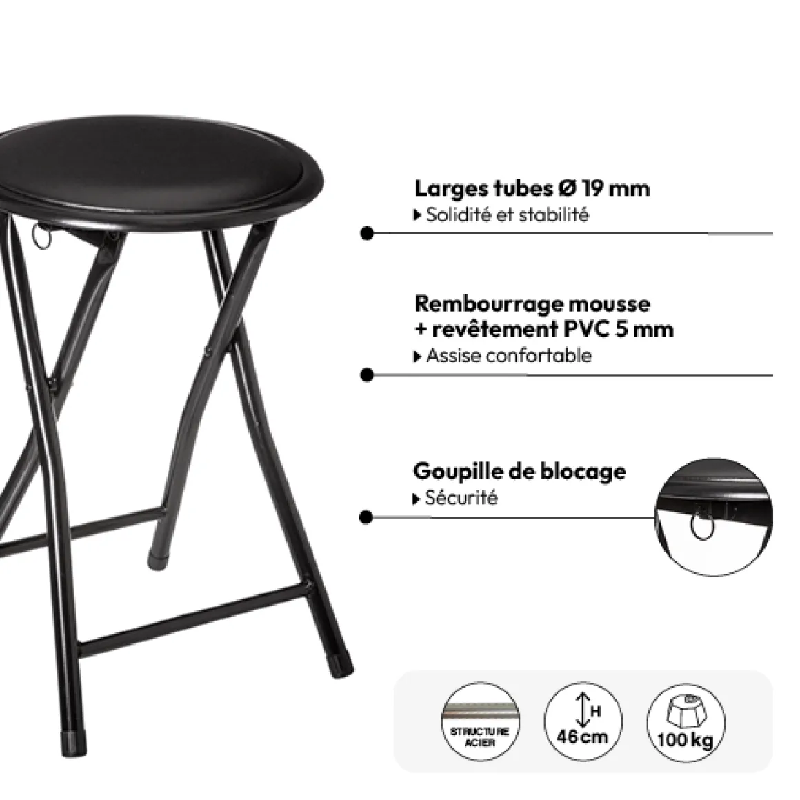 Tabouret pliants, Noir