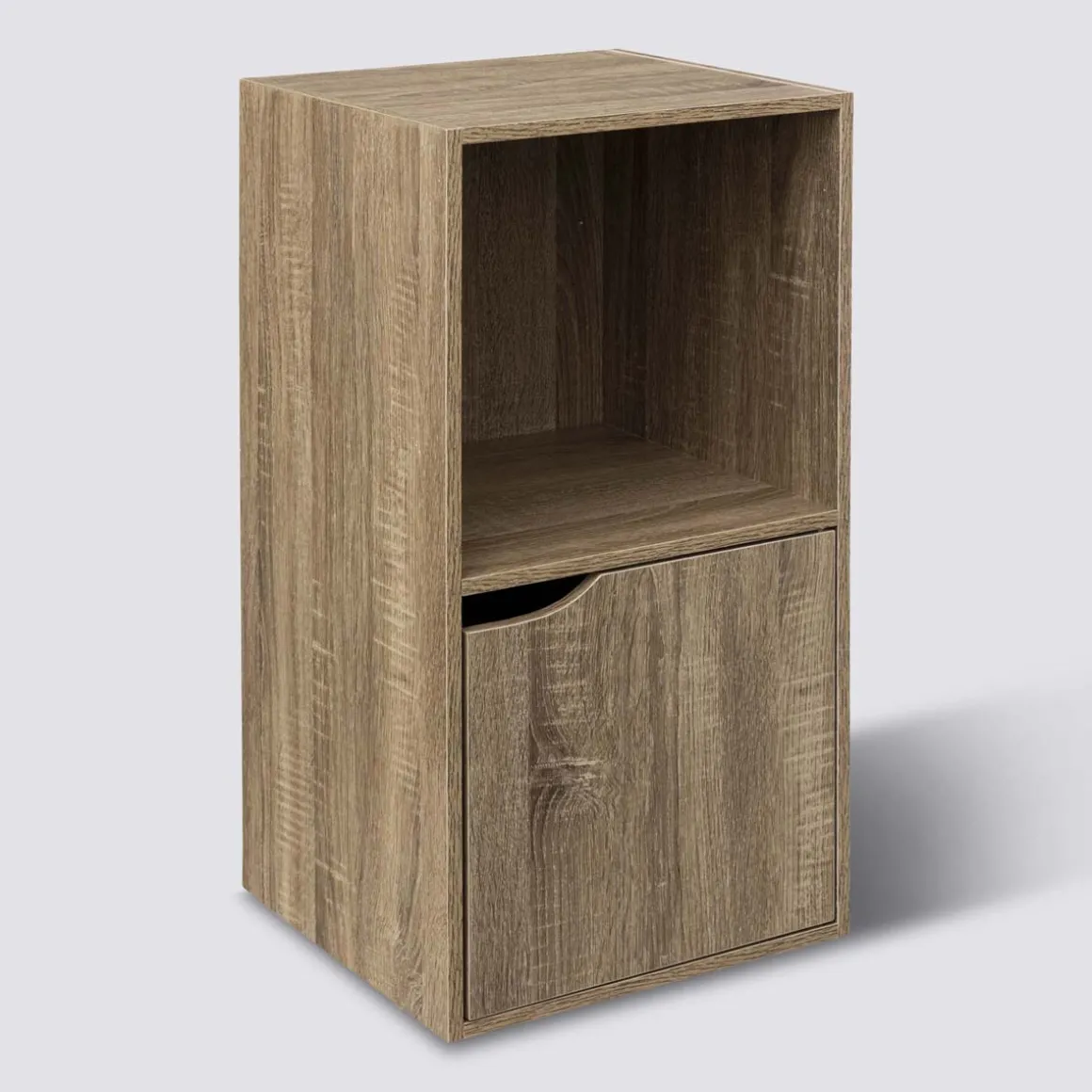 Étagère 2 cases 1 porte, Effet chêne naturel