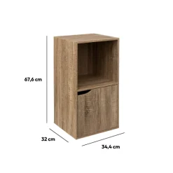 Étagère 2 cases 1 porte, Effet chêne naturel