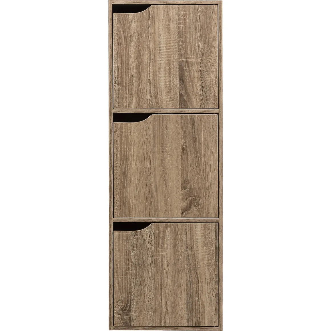 Étagère 3 cases avec portes, Effet chêne naturel