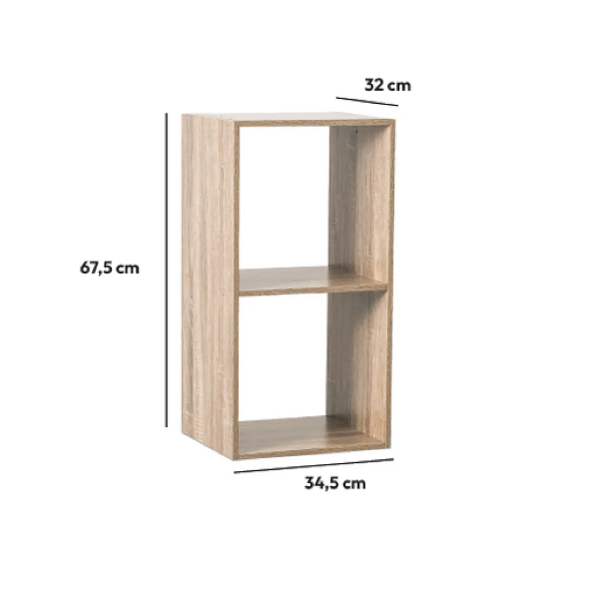 Étagère 2 cases, Effet bois naturel