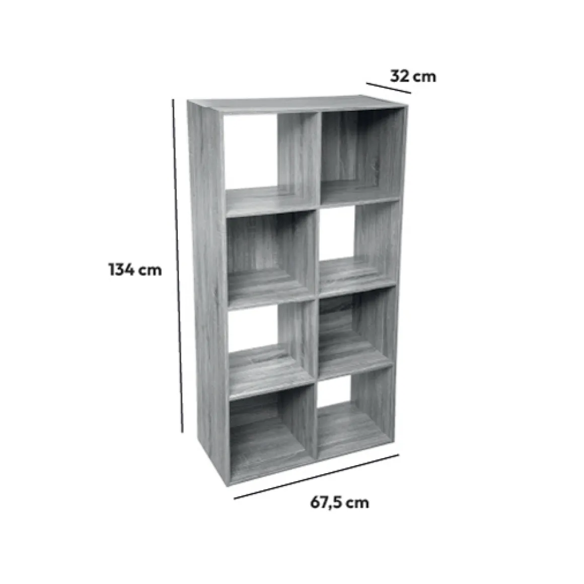 Étagère 8 cases, Effet chêne gris