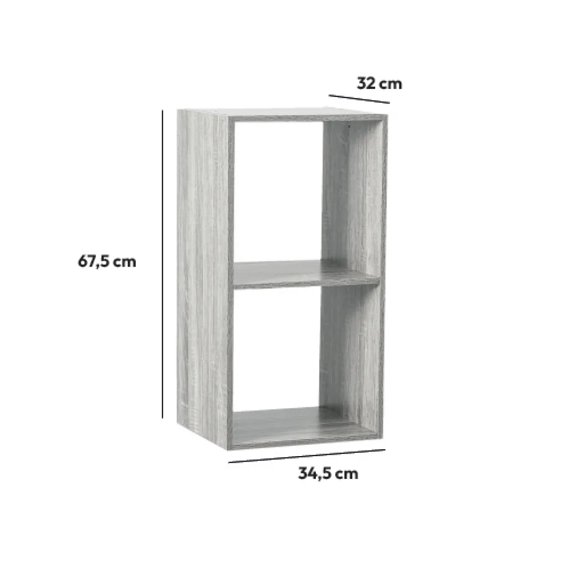 Étagère 2 cases, Effet chêne gris