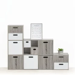 Étagère 4 cases, Effet chêne gris