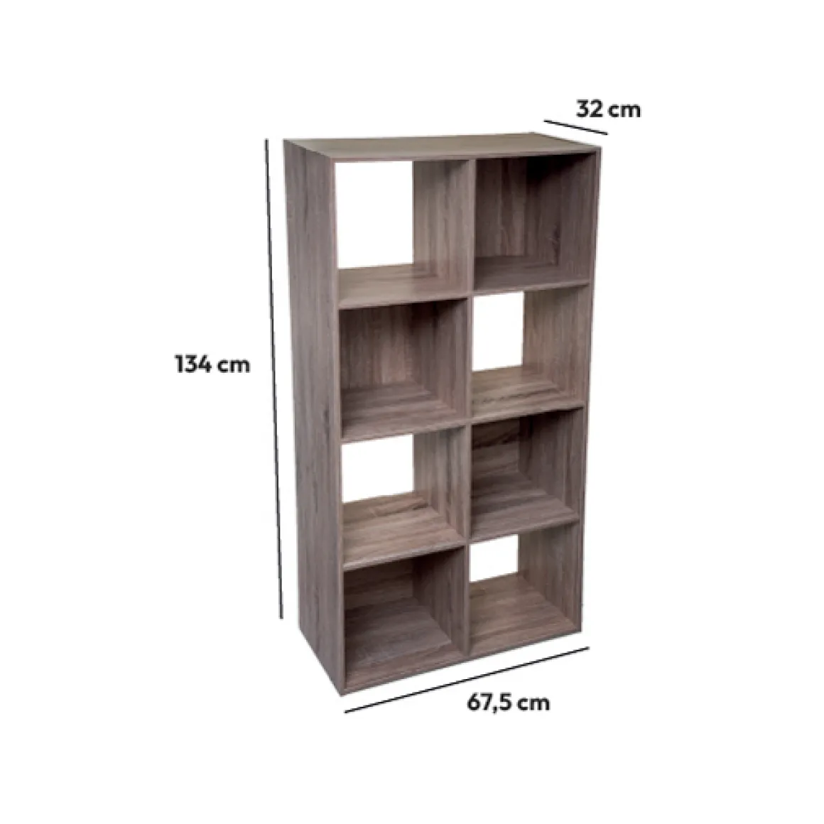 Étagère 8 cases, Effet chêne naturel