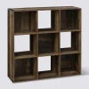 Étagère 9 cases indus, Effet bois foncé