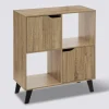 Étagère 4 cases porte, Effet bois naturel