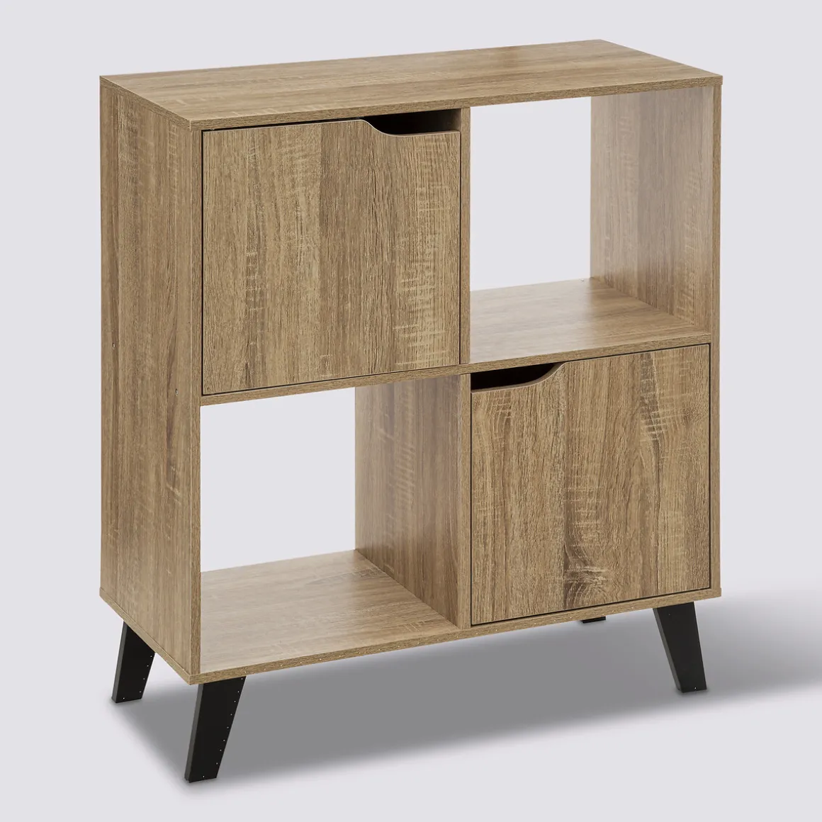 Étagère 4 cases porte, Effet bois naturel