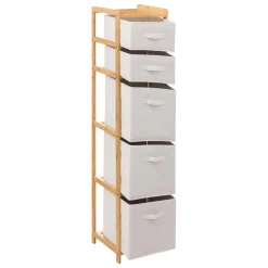 Étagère avec 5 paniers, Bambou