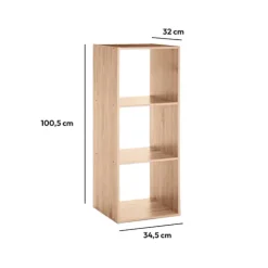 Étagère colonne 3 cases, Effet chêne naturel