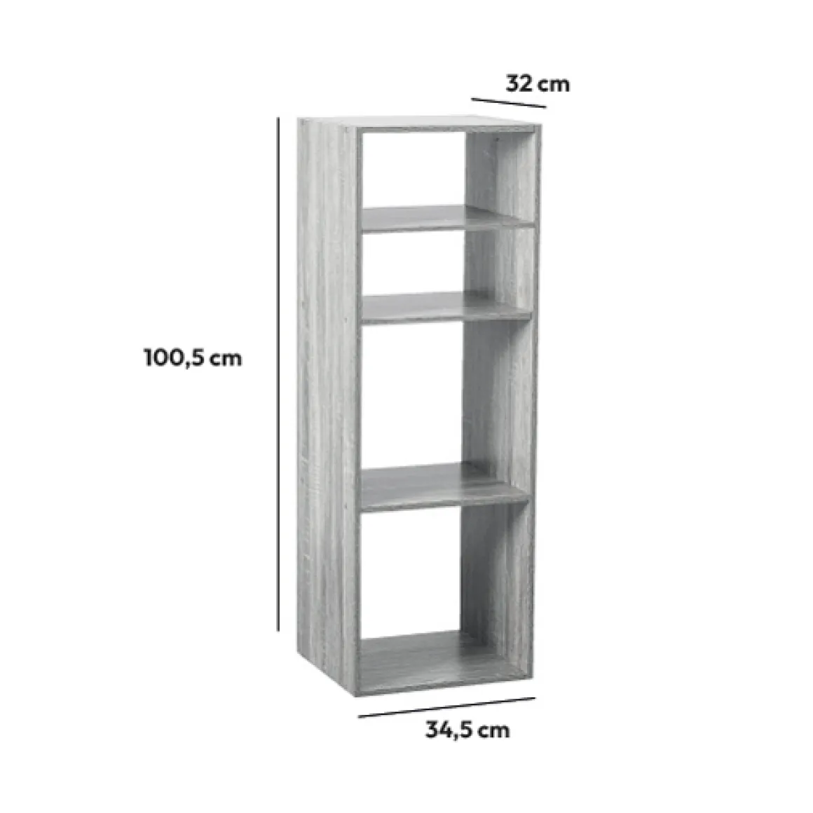 Étagère colonne 4 cases, Effet chêne gris