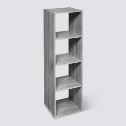 Étagère colonne 4 cases, Effet chêne gris