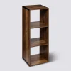 Étagère colonne 3 cases indus, Effet bois foncé