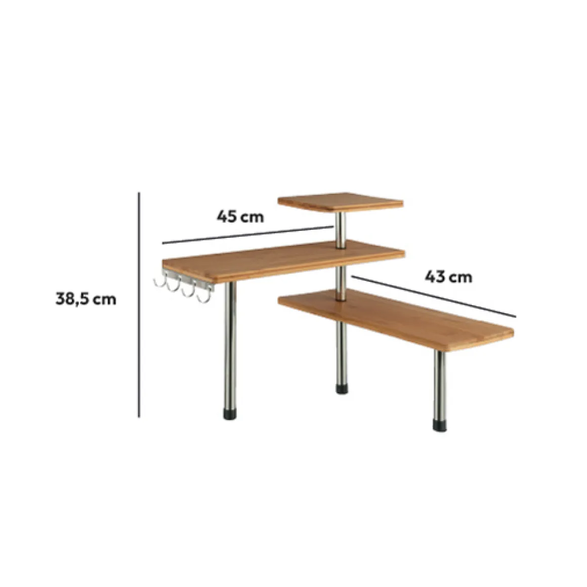 Étagère d'angle 3 niveaux, Inox