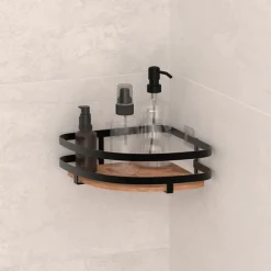 Étagère de douche d'angle, Acacia