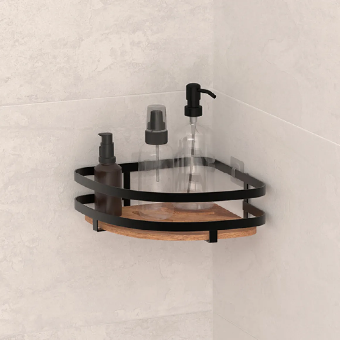 Étagère de douche d'angle, Acacia