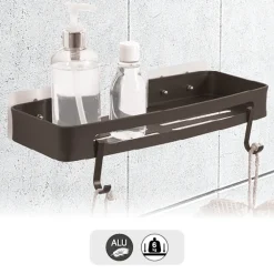 Étagère de douche rectangle stick adhésif, Noir