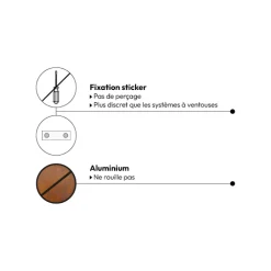 Étagère de douche rectangle stick adhésif, Noir