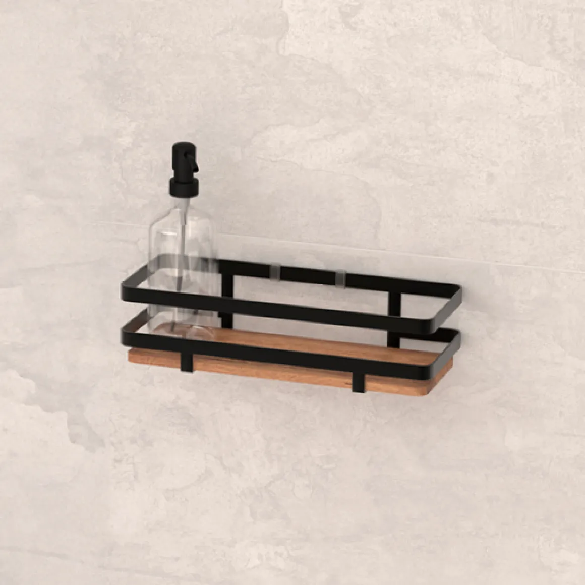 Étagère de douche rectangle, Acacia