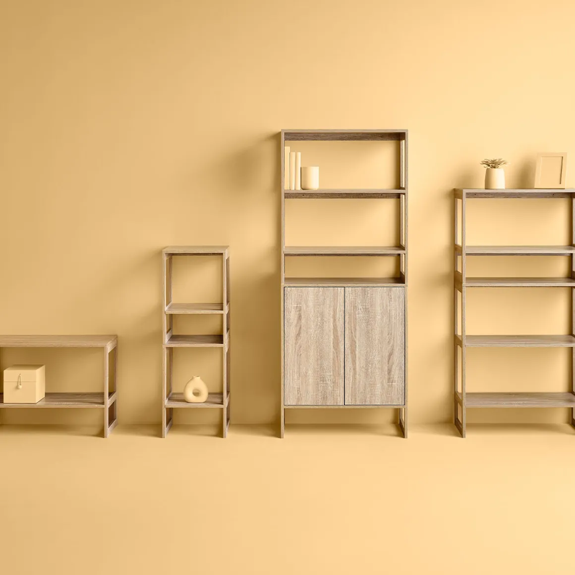 Étagère empilable 2 cases, Effet bois naturel