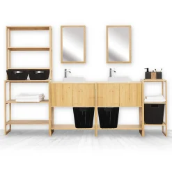 Étagère haute 2 niveaux 20cm, Bambou