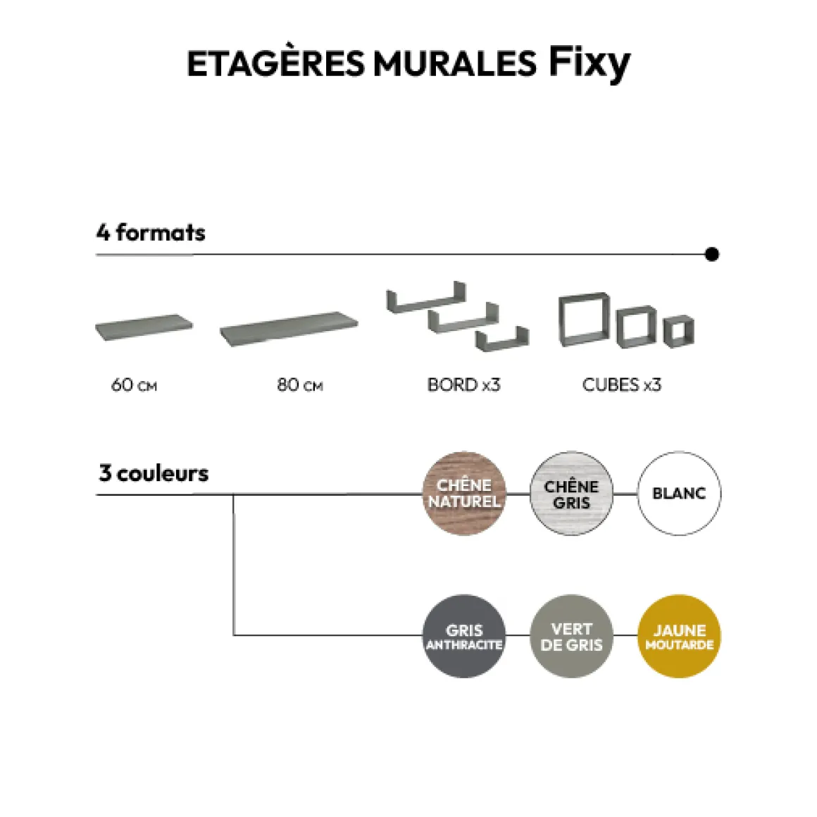 Étagère murale 60cm, Blanc