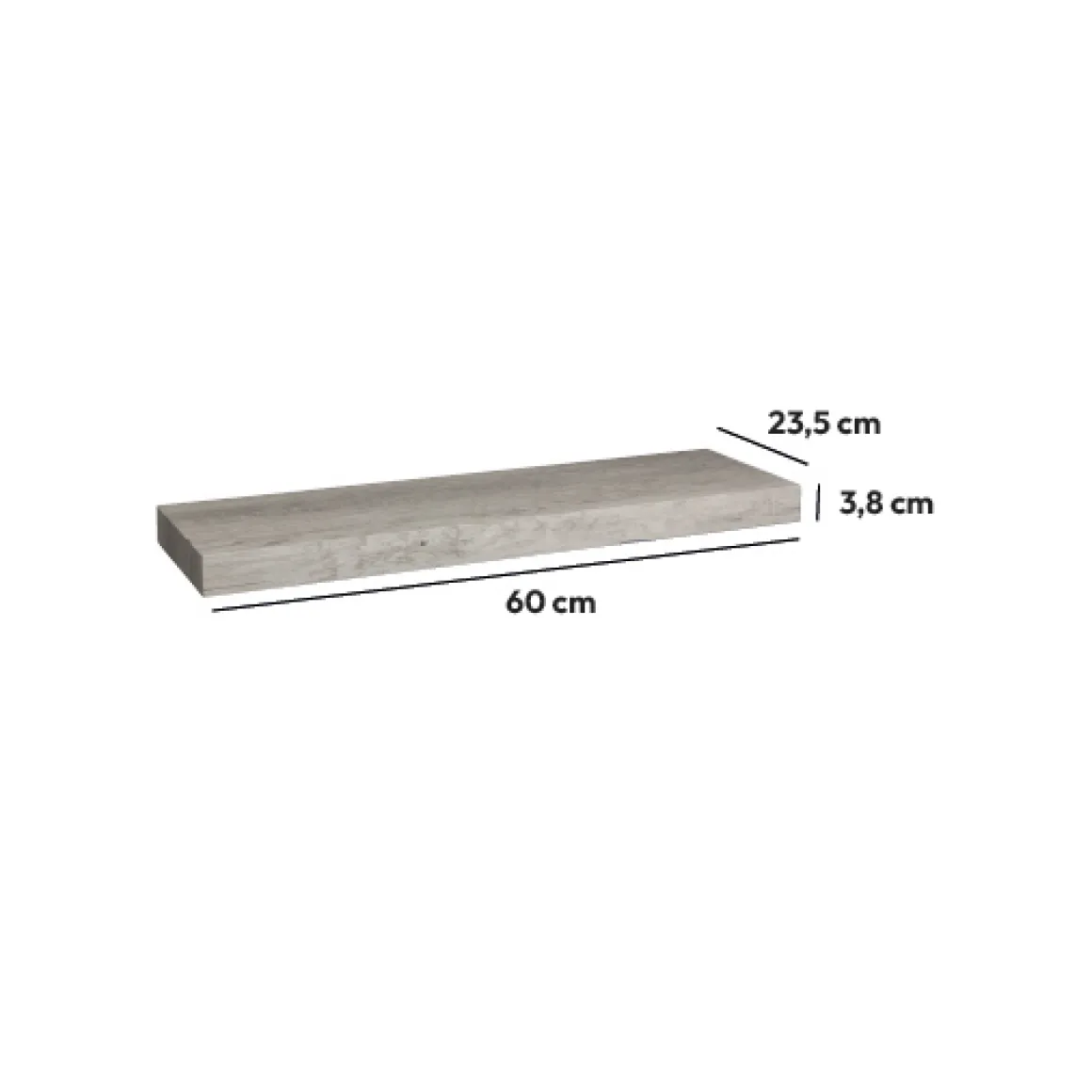 Étagère murale 60cm, Effet chêne gris