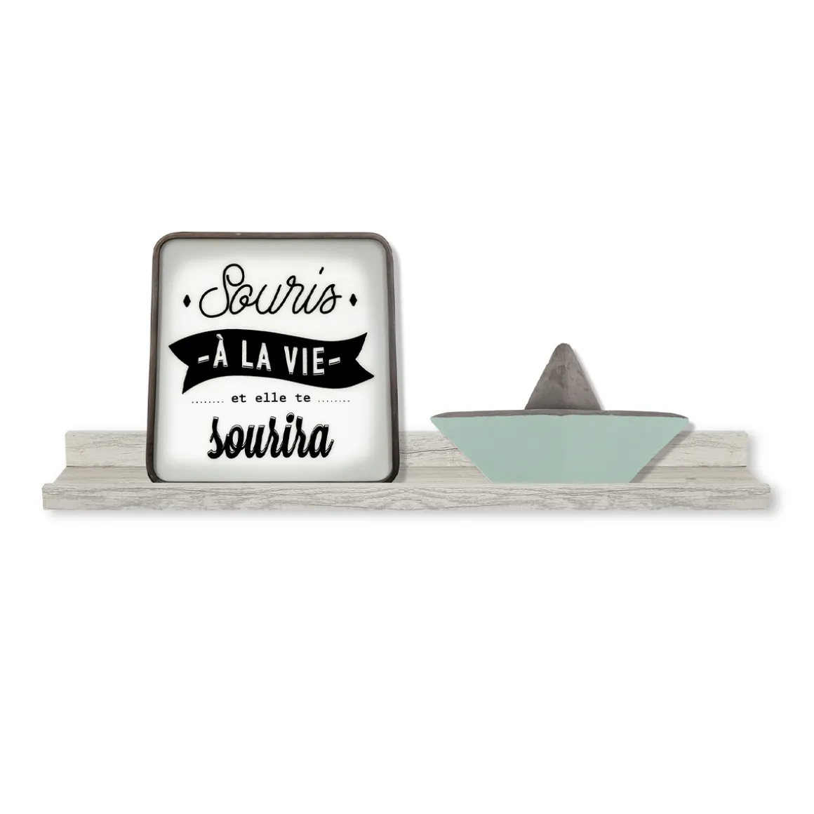 Étagère murale 58cm, Effet chêne gris