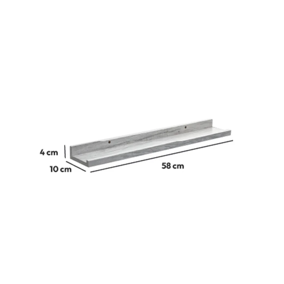 Étagère murale 58cm, Effet chêne gris