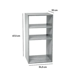 Étagères colonne 3 cases, Effet chêne gris