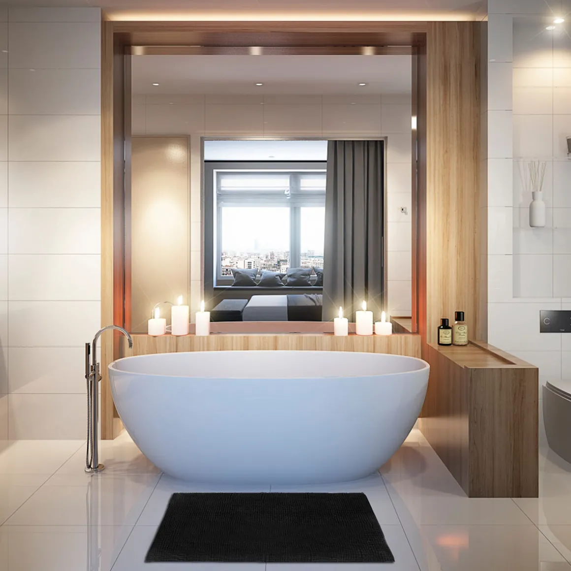 Tapis de bain 50x80 cm, Noir