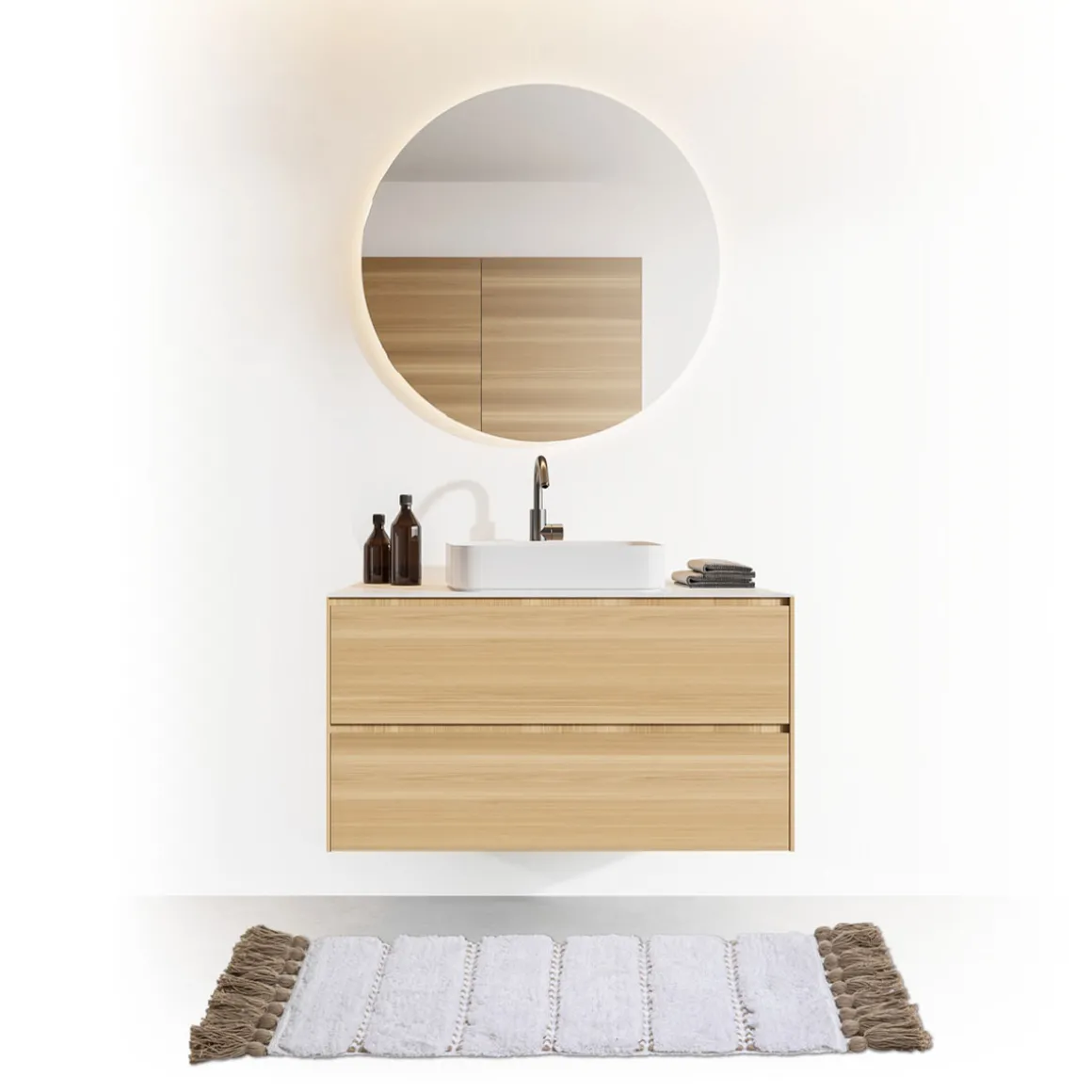 Tapis 50x75 cm, Blanc, Taupe