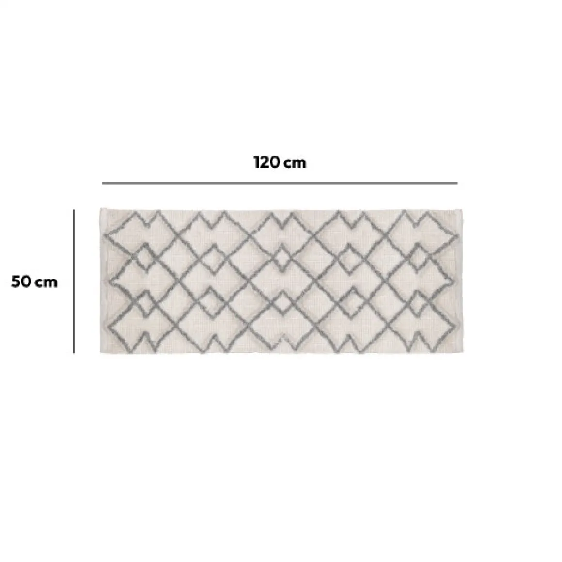 Tapis 120x50 cm, Gris, Blanc