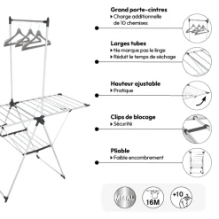 Étendoir à linge pliant pont 16m