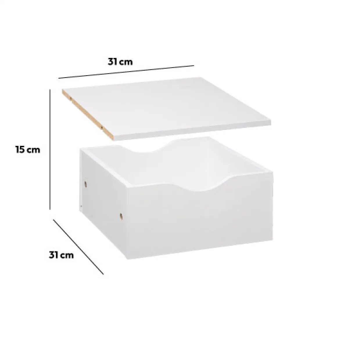 Tiroir et étagère 31cm, Blanc