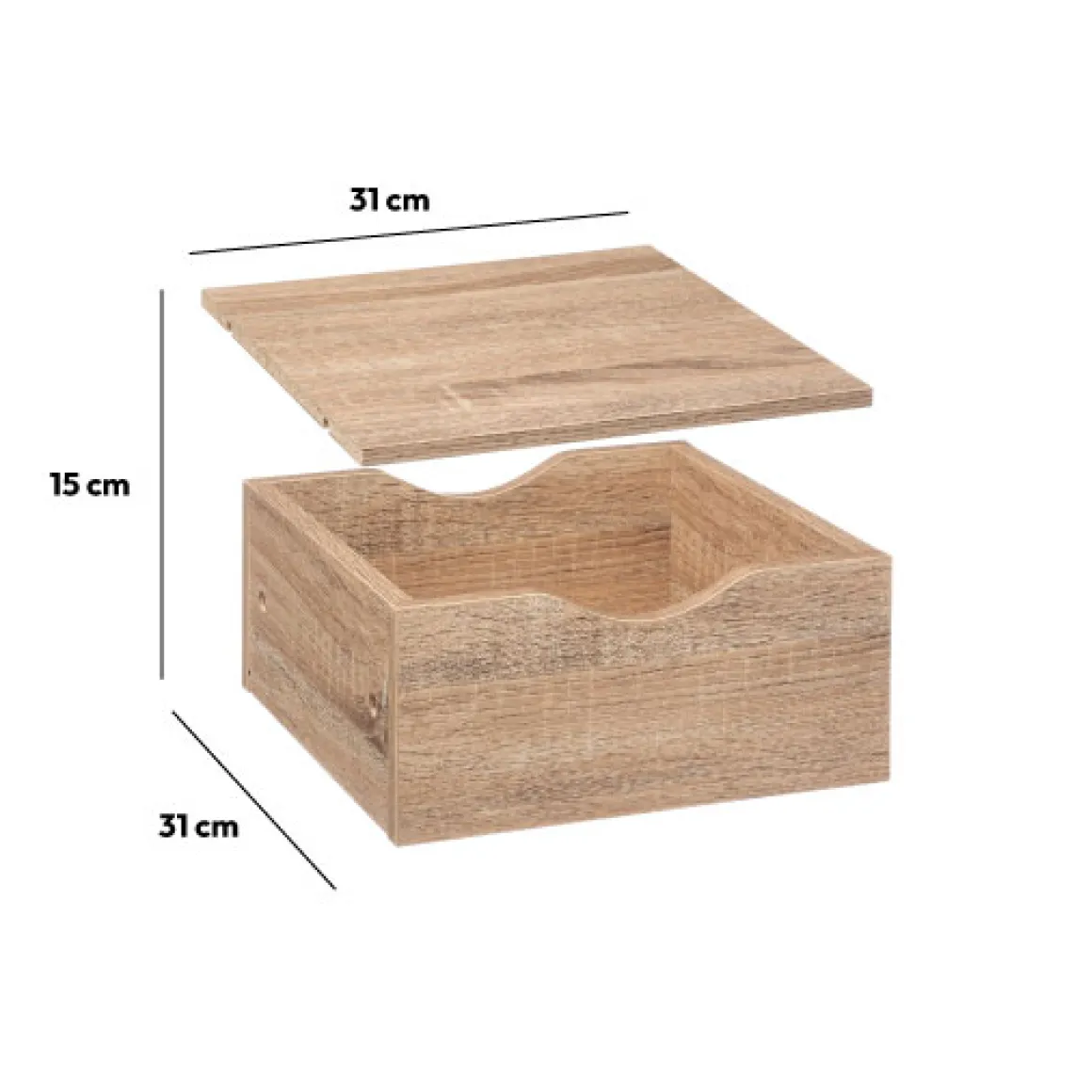 Tiroir et étagère 31cm, Effet chêne naturel