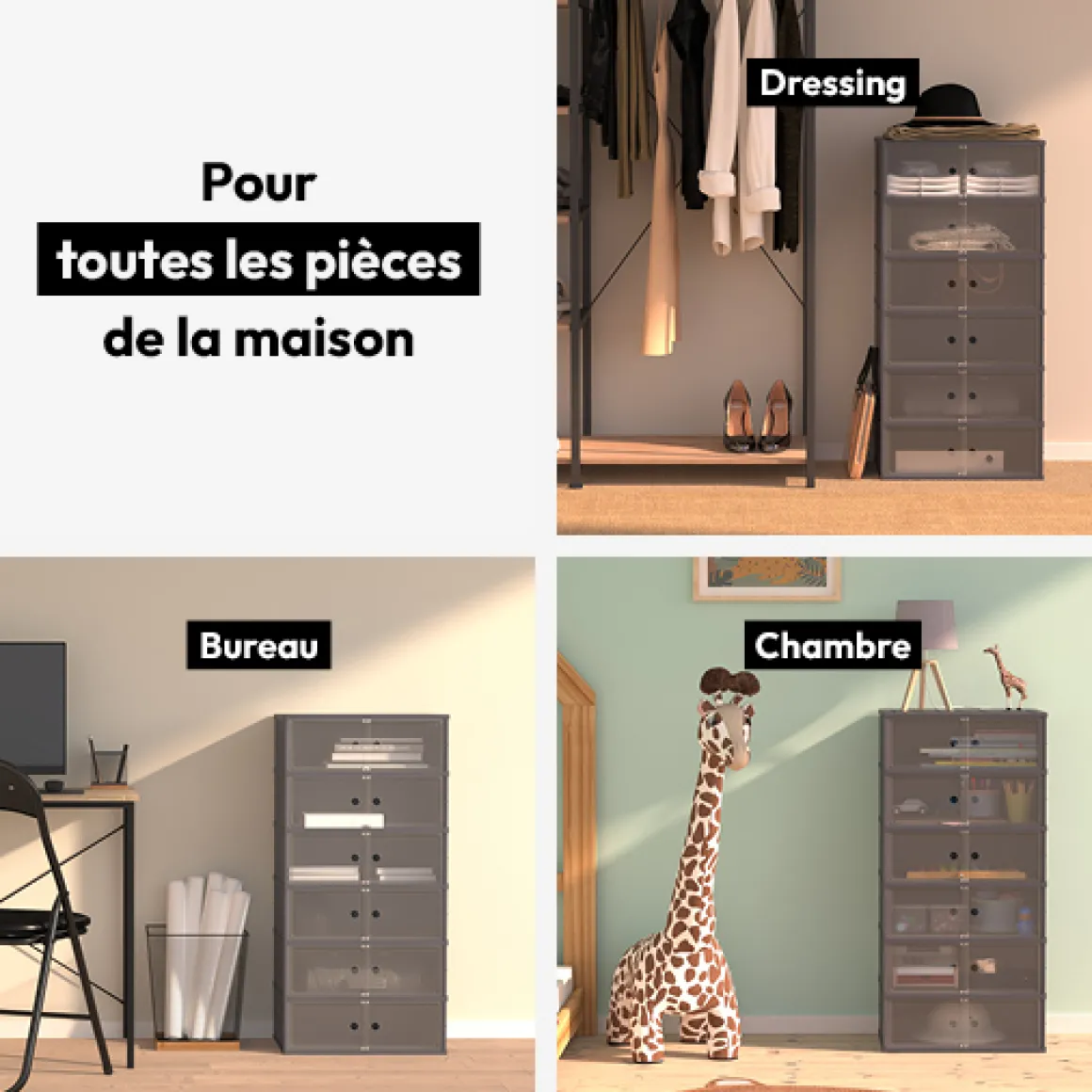 Tour de rangement plastique pliable
