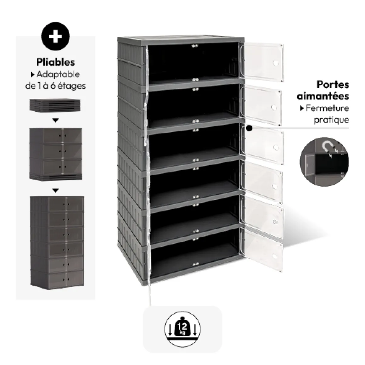 Tour de rangement plastique pliable