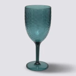 Verre à vin martelé, Bleu pétrole
